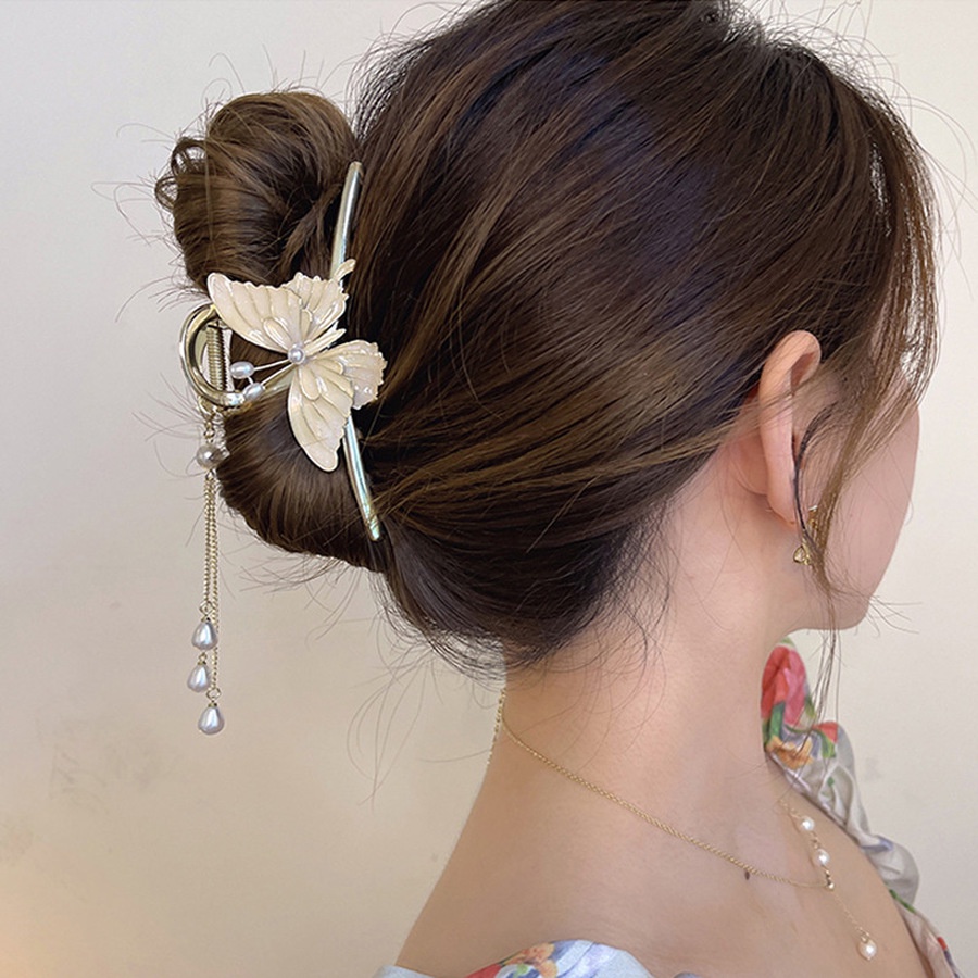 Jepit Rambut Bentuk Bunga Butterfly Bahan Alloy Gaya Korea Untuk Wanita