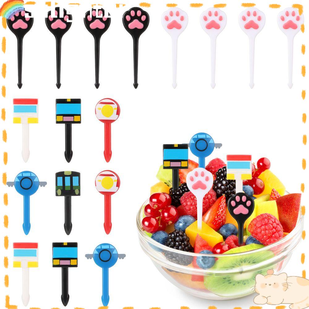 SOLIGHTER Party Supplies Fruit Forks Car Style Tableware Cat Claw Fruit Sign Toothpick Children's Gifts Cartoon Kitchen Accessories Bento Forks