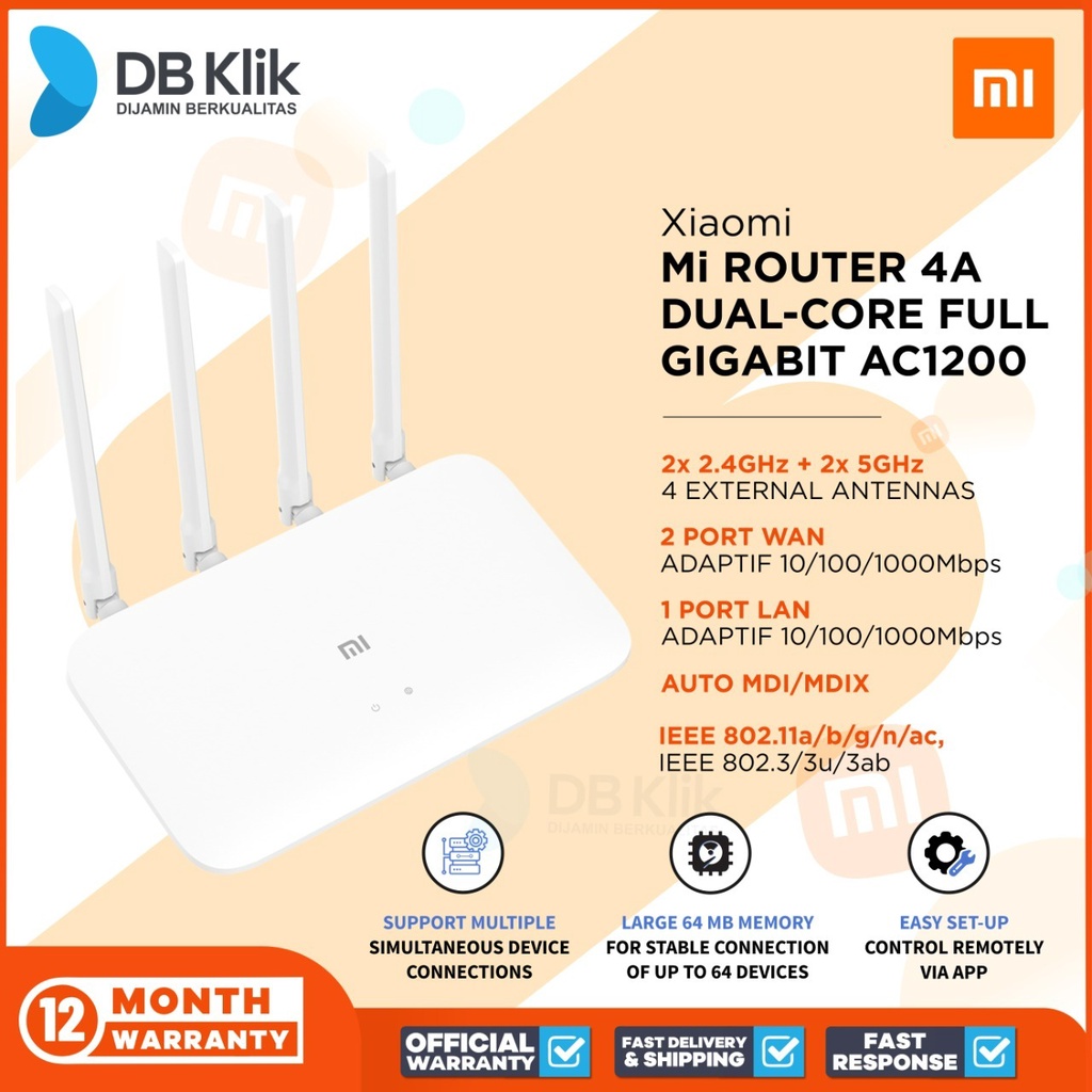 Router Xiaomi Mi 4A Dual-Core Full Gigabit AC1200 Dual Band