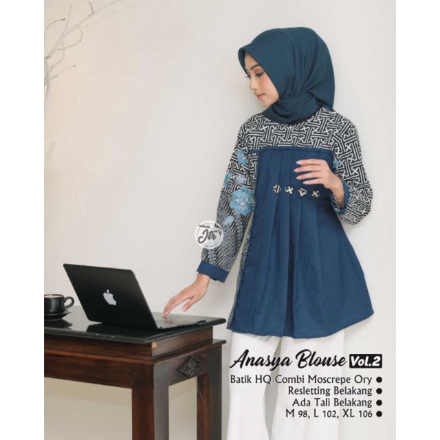 tey-17 Batik wanita ASJ SA HRB026 Kenongo Kemeja Tosca Pendek-DP 01