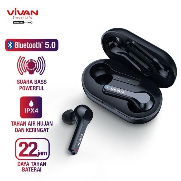 Vivan Wireless Bluetooth Headset Earphone Tws Liberty T200 - Biru (Sale)