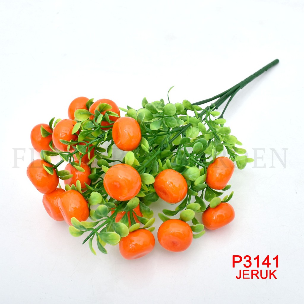 COD/TIB BUAH BUAHAN BUNGA TANGKAI PLASTIK BUNGA ARTIFISIAL BUNGA HIASAN P3141-JERUK