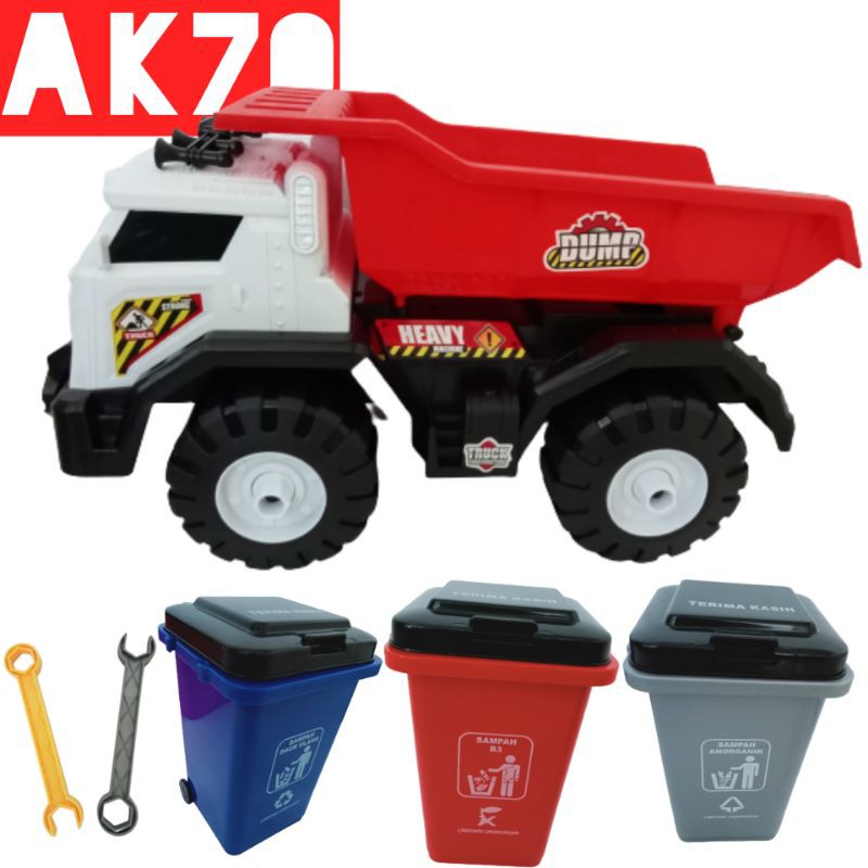 AK-70 - MAINAN MOBIL TRUK BAK SAMPAH BESAR / TRUCK COMPACTOR SAMPAH KUNCI RING 3 BAK SAMPAH AK70