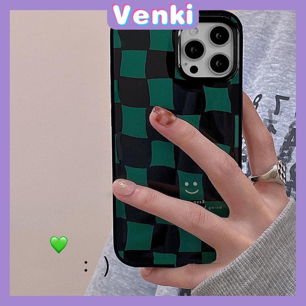 iPhone Case Silicone Soft Case TPU Candy Case Black Glossy Big Hole Camera Protection Shockproof Green Checkered For iPhone 13 Pro Max iPhone 12 Pro Max iPhone 11 Pro Max 7 Plus