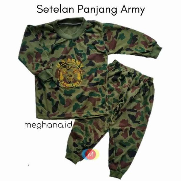 Setelan baju army panjang/baju army baju abri/baju tentara anak