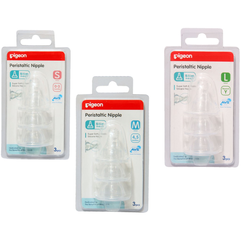 Pigeon Peristaltic Nipple DOT SLIM NECK Blister isi 3 Pcs