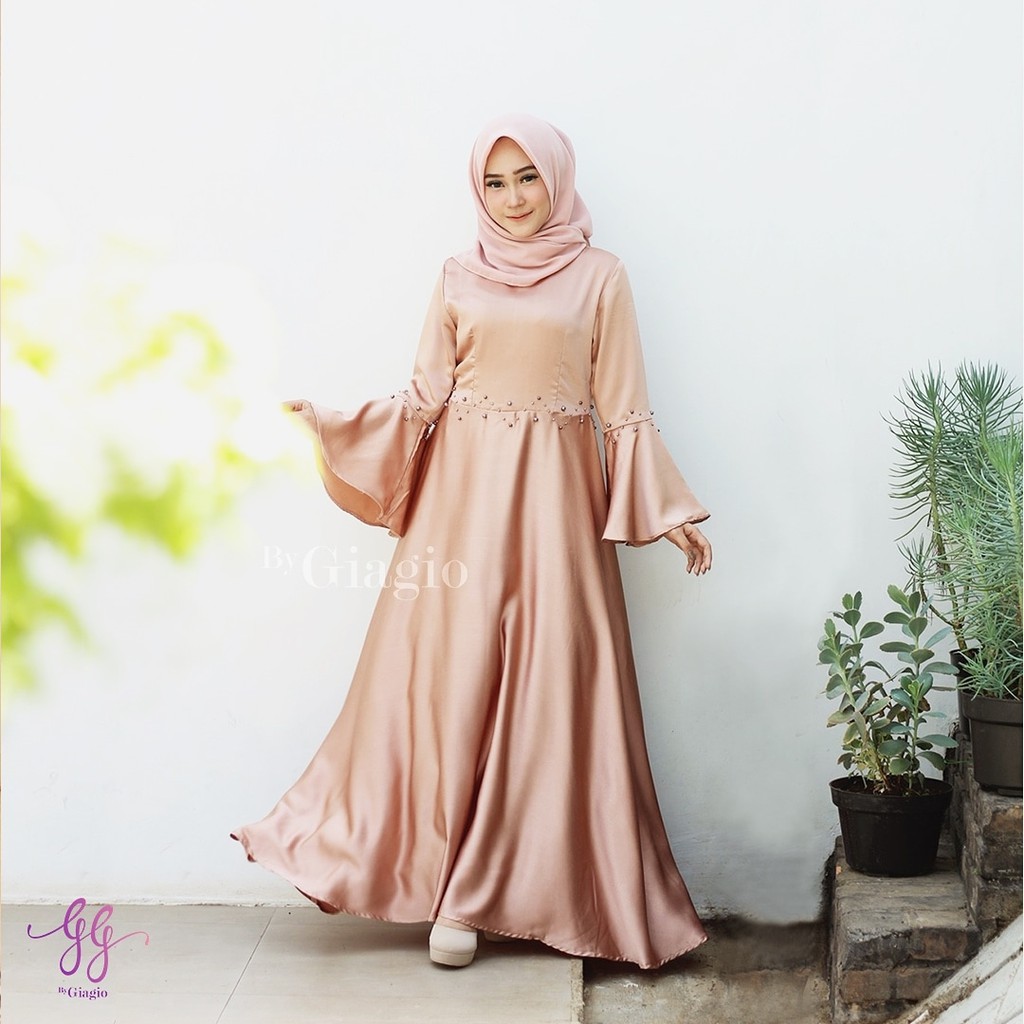 SARI DRESS BYGIAGIO gaun kondangan dress akad simple gaun wedding pernikahan baju muslim putih dress lamaran elegan pakaian wanita pesta elegan fashion korea dres lebaran cantik anggun mewah nyaman gaun vintage fashion dress bahan velvet maxmara mutiara