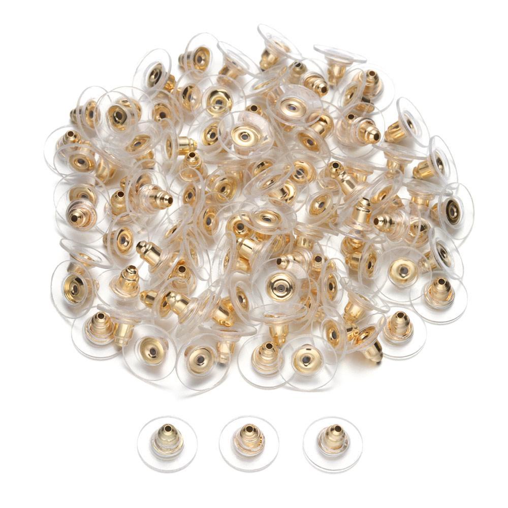 Lily 100pcs Earring Backs 100pcs Komponen Aksesoris Kerajinan Bulat Stud Back Stoppers