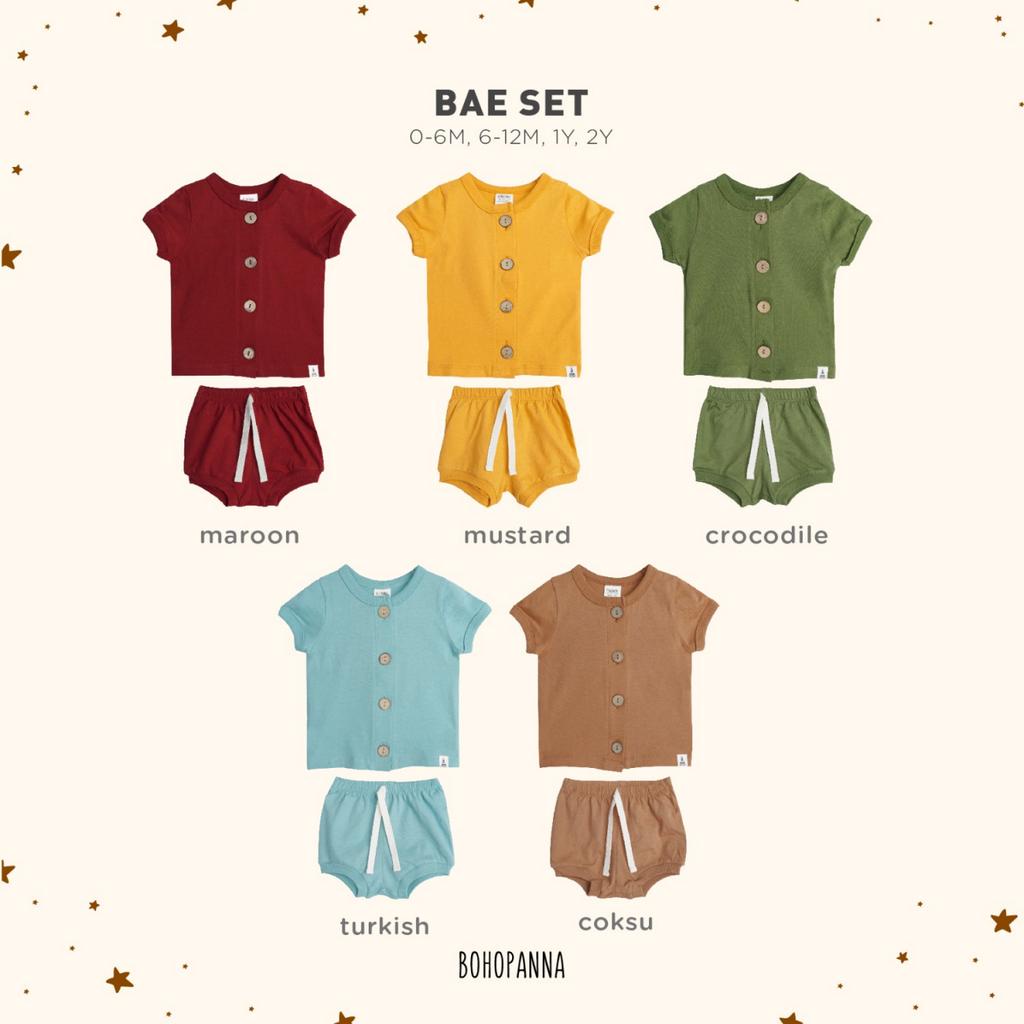 [TOMS] BOHOPANNA (1pcs) Bae Set / Stelan Baju Bayi Tangan Pendek Celana Pendek Unisex (0-2 Thn)