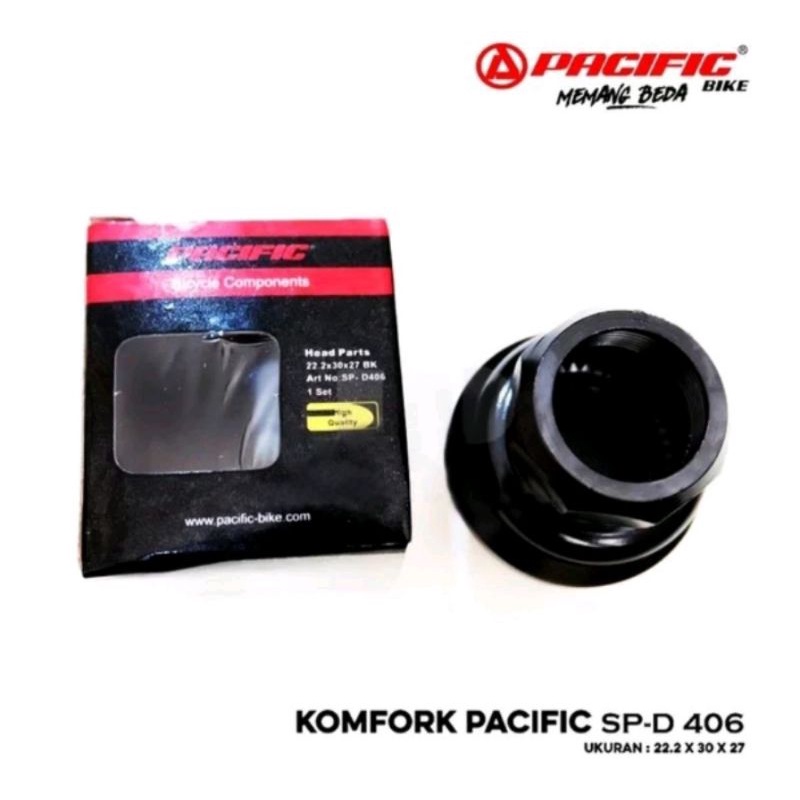 Headset Pacific D406 D407 Diameter Ukuran 22.2 mm . Head Set Kom Mangkok Fork Stir Model Drat Ukuran Standar standart Warna Croom Hitam