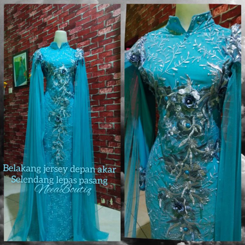 baju singer/baju penyanyi/dres singer/akar biru muda full atas lengan full bahan