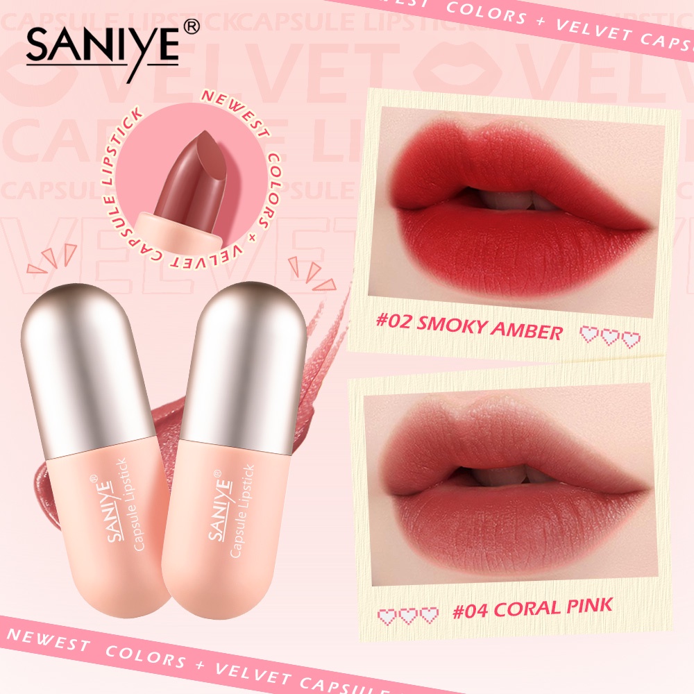 （COD）SANIYE 6 Warna Lipstik Velvet Matte Lipstik Tahan Air Tahan Lama