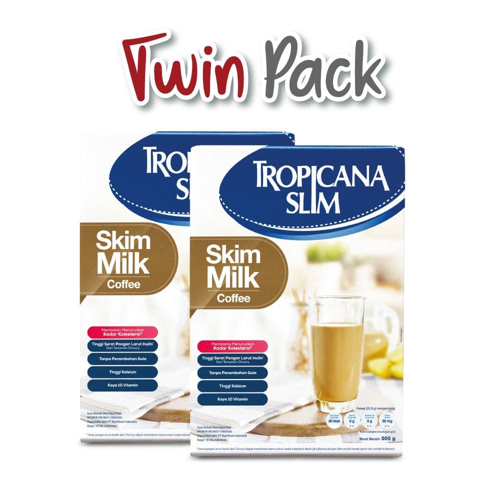 

PROMO TWIN PACK: TROPICANA SLIM NON FAT SKIM MILK FITOSTEROL COFFEE 500GR TERMURAH