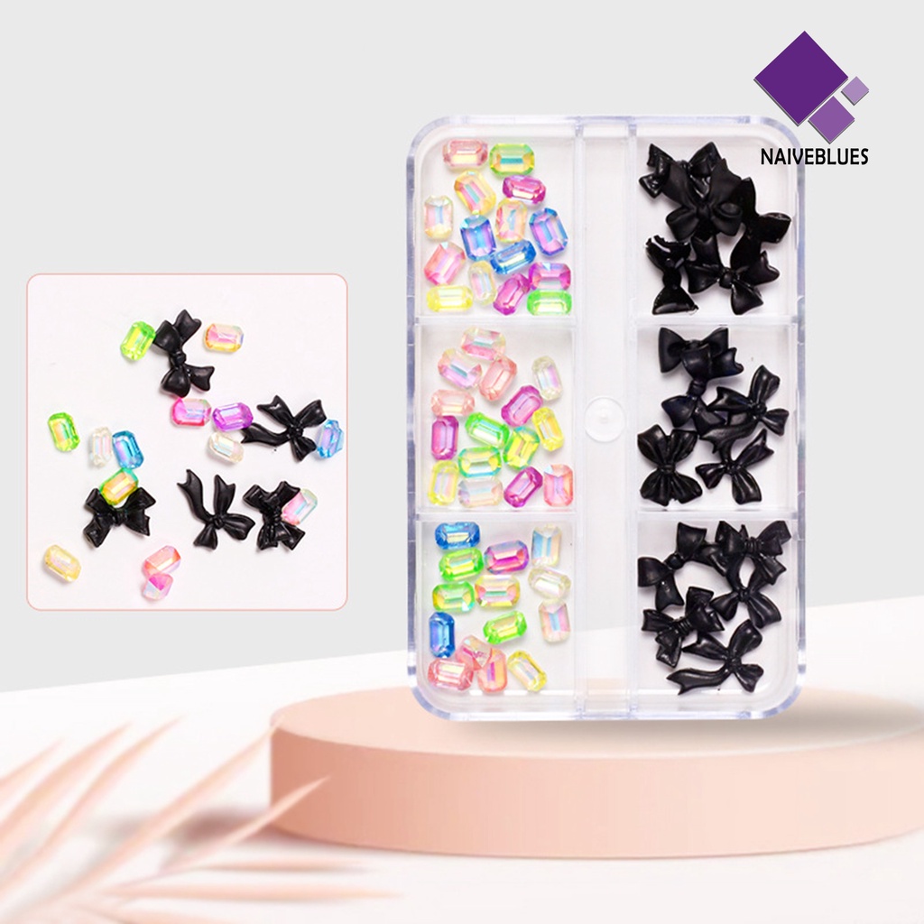 Naiveblue &gt; Ornamen 3D Bentuk Beruang / Bunga / Hati / Pita Bahan Resin Untuk Dekorasi Nail Art / Manicure