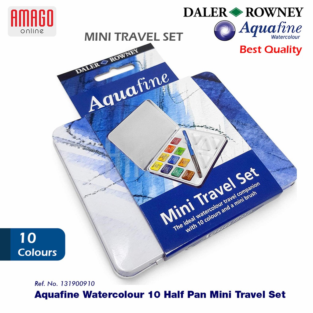 DALER-ROWNEY - AQUAFINE MINI TRAVEL SET 10 HALF PAN WATERCOLOUR - 131900910 - CAT AIR