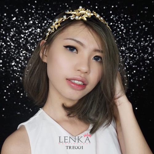 [READY STOCK] TIARA RAMBUT EMAS PENGANTIN PERNIKAHAN PESTA MUTIARA TRE001