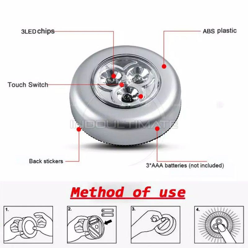 M1 Lampu TANPA LISTRIK | LED Lamp Klik Baterai | Lampu Tempel Dinding Lemari Dapur | Emergency Lamp