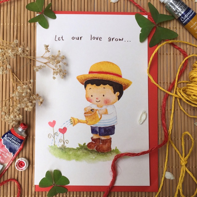 

Kartu ucapan lucu watercolor - love grows by mentol art