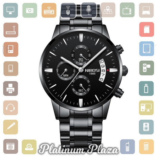 NIBOSI Jam Tangan Kasual Pria - 2309-2 - Black/Silver`LOI3Q5-