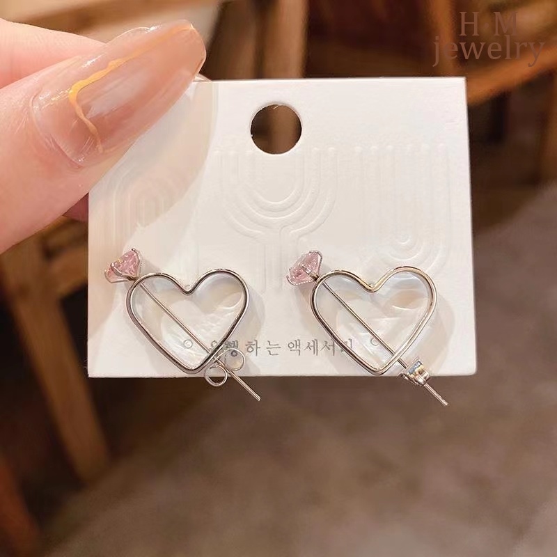 2022 Anting Tusuk Bentuk Hati Hias Zircon AAA Untuk Wanita