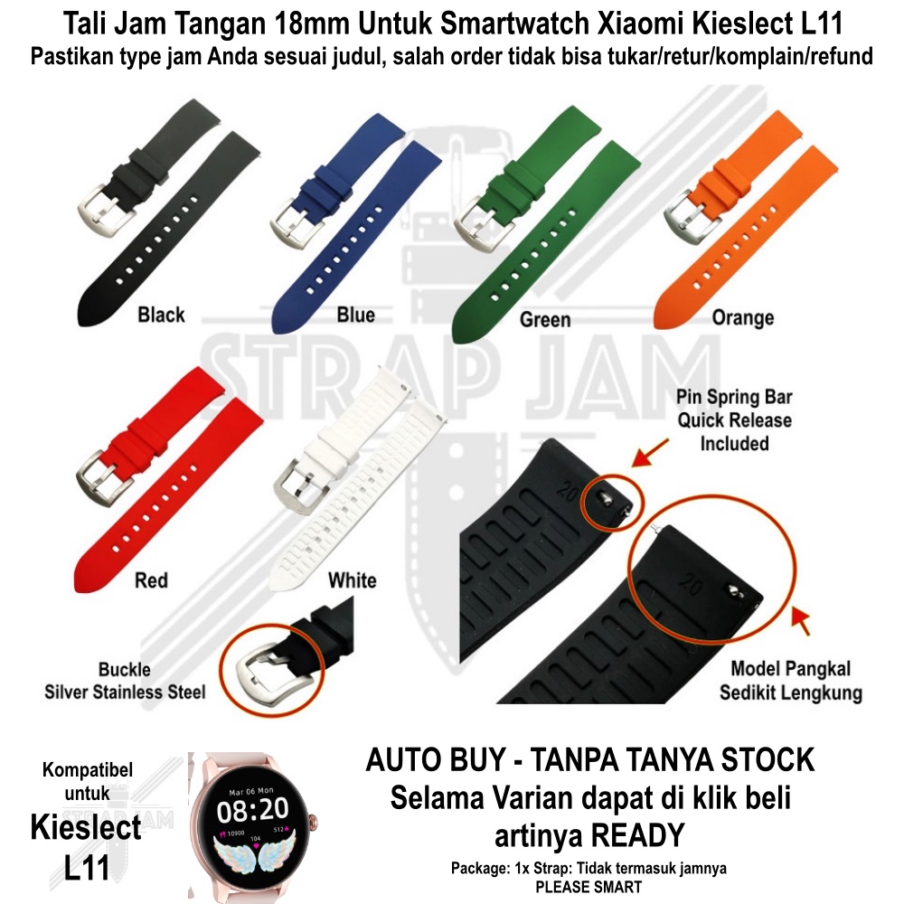 LKG Tali Jam Tangan Xiaomi Kieslect L11 - Strap Smartwatch 18mm Rubber High Quality