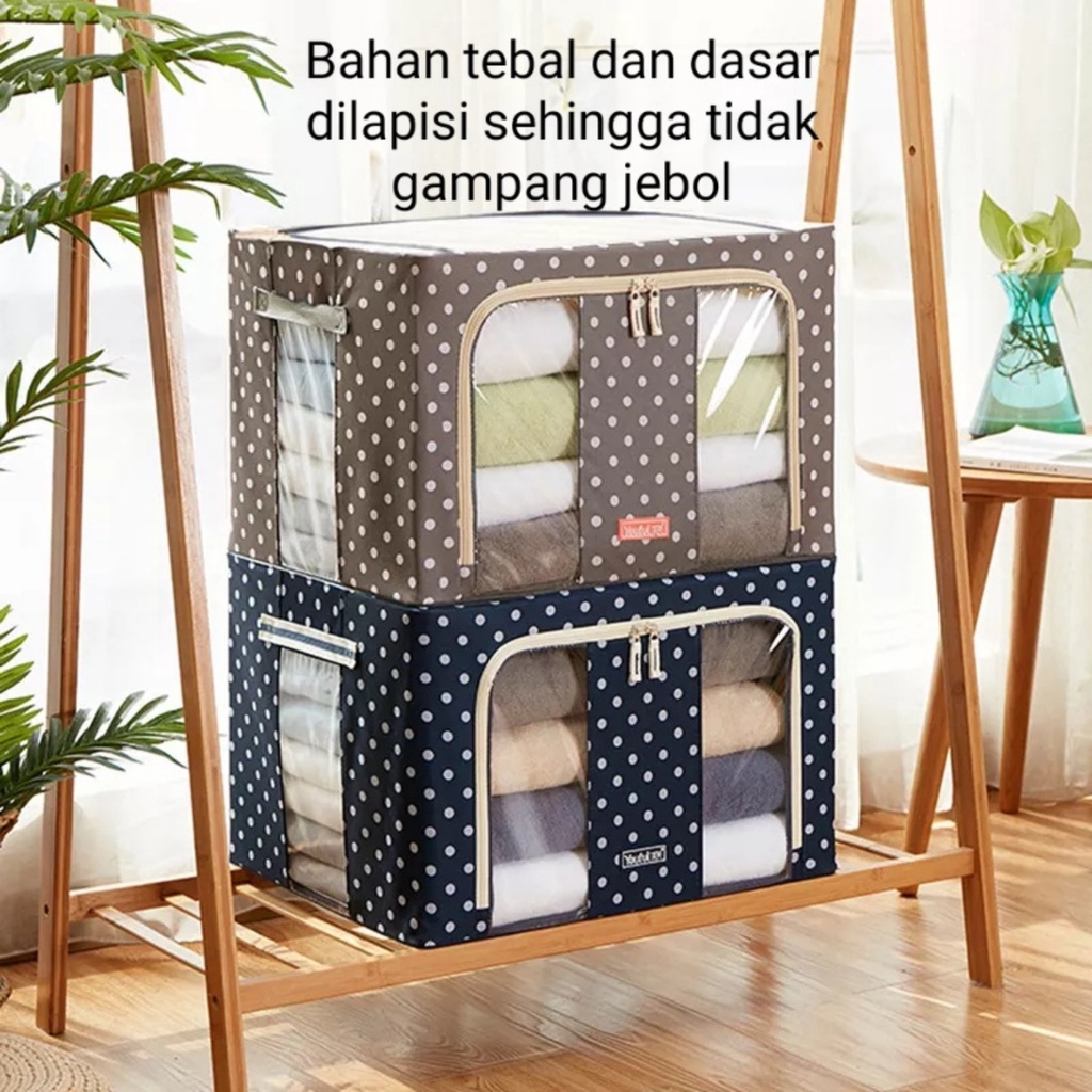 STORAGE BOX 66 liters frame baja lebih tebal/Double zipper Large box 66L kwalitas tebal