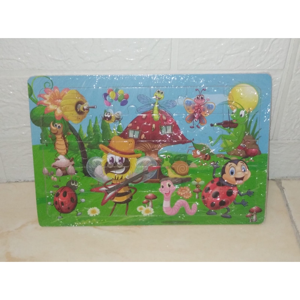 Mainan Anak Puzzle Kayu 30 pcs Jigsaw Edukasi Kartun Karakter hewan