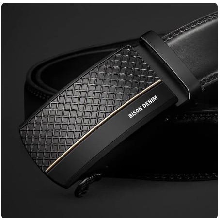 Ikat Pinggang Pria Kulit Asli Bison Denim Original Strap Auto Buckle