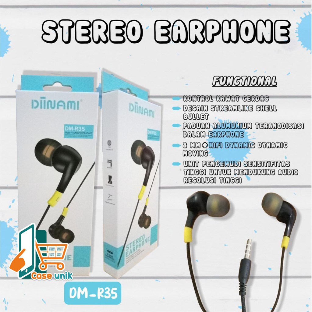 BM032 Headset EARPHONE DIINAMI R35 stereo Earphone Bass Android iPhone Original - Garansi 1 Tahun CS3018