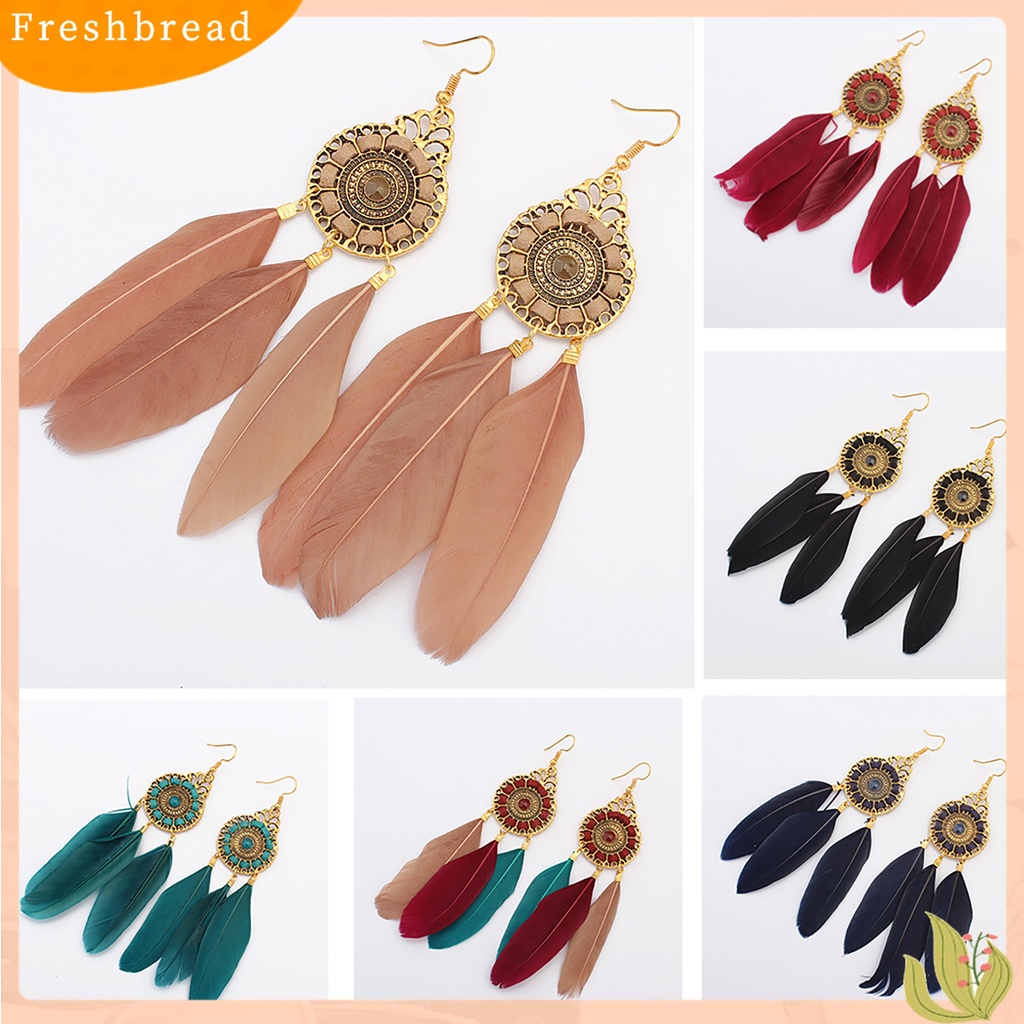 [TERLARIS]Earring Elegant Delicate Vintage Feather Eardrop for Dressing Room