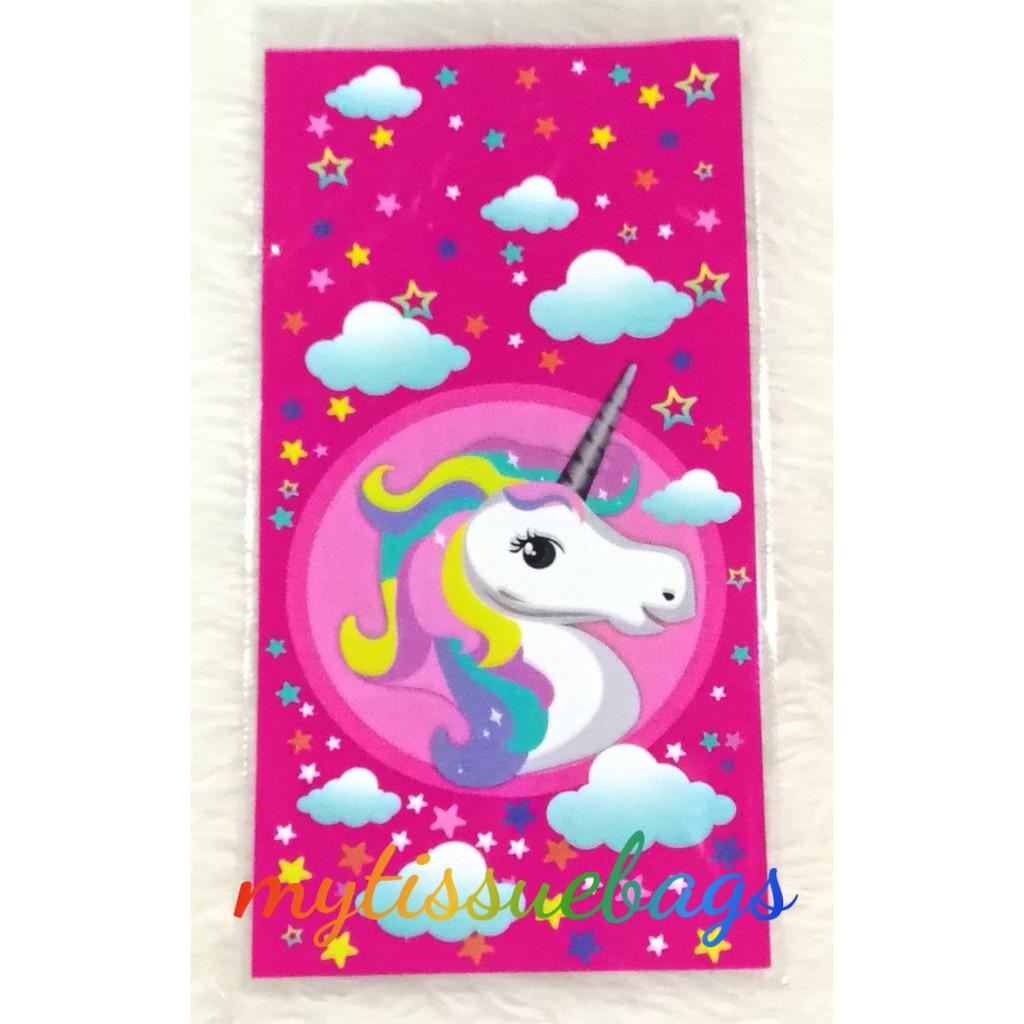 

10 lembar 25x48 size L Souvenir ulang tahun anak plastik snack unicorn