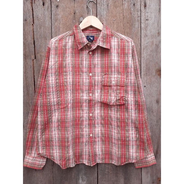 kemeja stussy vintage motif kotak kotak size fit XXL second original