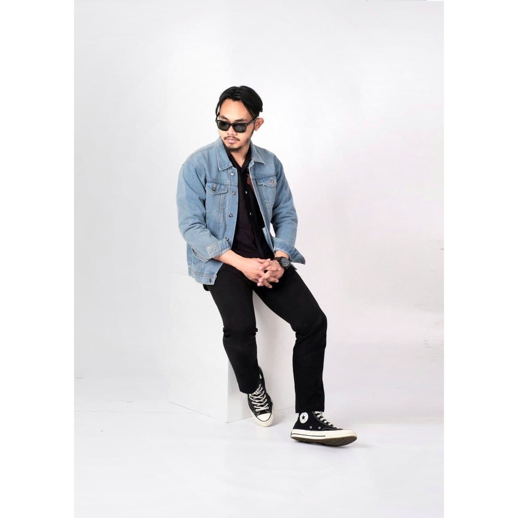 jaket jeans biru langit/jaket jeans pria