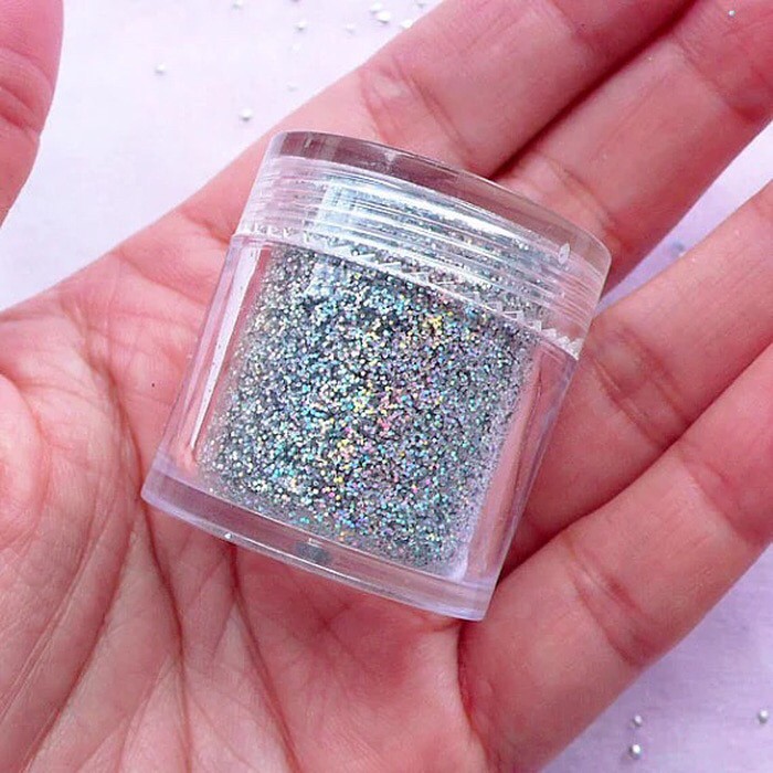 Silver glitter gliter silver hologram holo nail art hiasan nailart Produk Good Quality