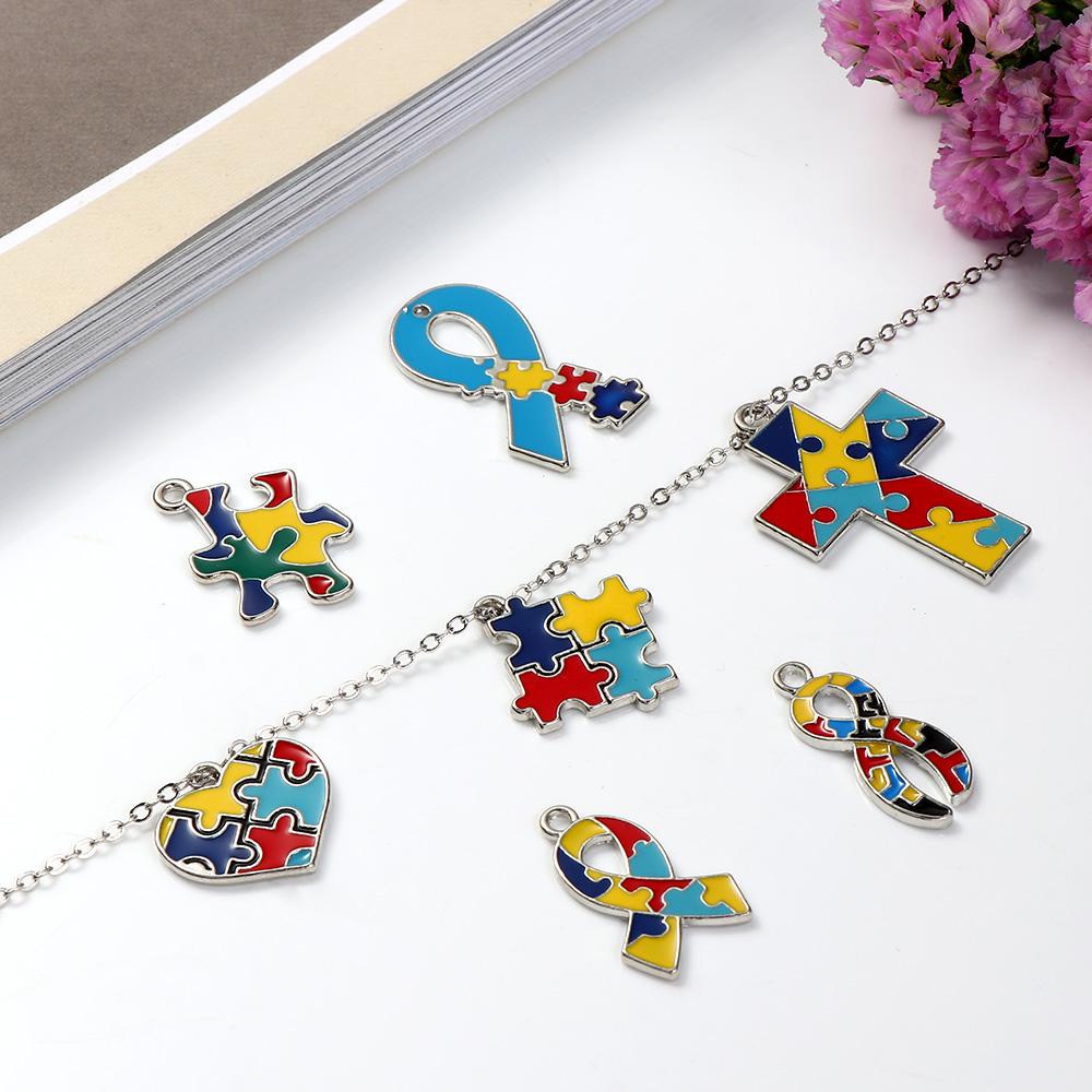 Preva Autism Charms Liontin Perhiasan Kalung Anak Platinum Enamel