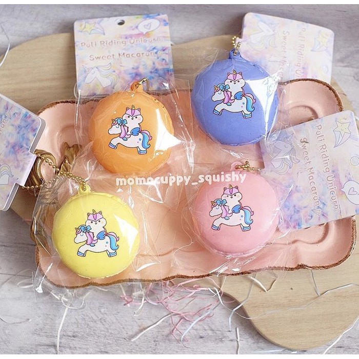 PROMO SQUISHY LICENSED poli riding unicorn macaron by popular boxes