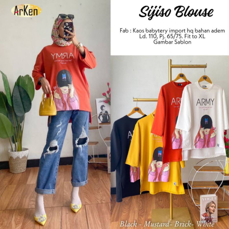 SIJISO BLOUSE BY ARKEN KAOS LENGAN PANJANG WANITA PRINTING PREMIUM