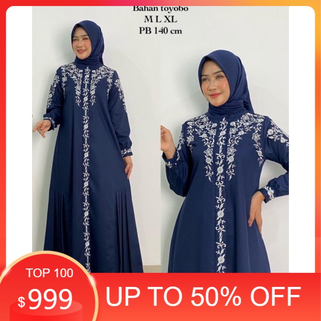 gamis katun toyobo bordir / gamis katun / gamis polos / gamis terbaru / gamis terlaris / dress cod