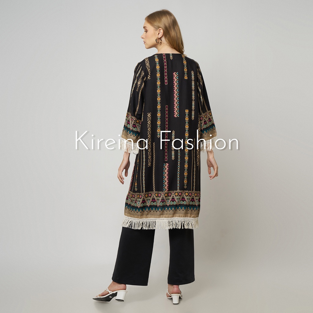 Cardigan Rumbai Motif Bohemian Outer Bohemian Bahan Katun Rayon Viscose | Kireina Fashion