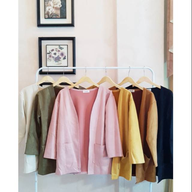 Cardigan longsleeve  suede import murah
