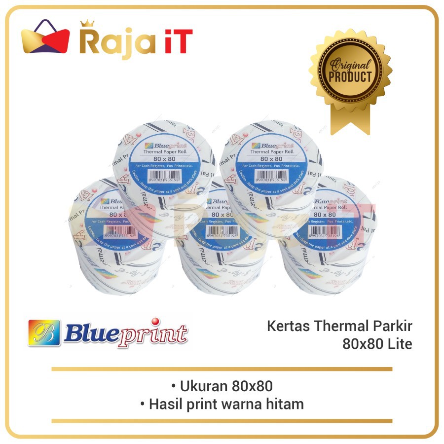 

BLUEPRINT Kertas Thermal 80X80 Printer thermal roll 80 X 80 mm Lite (5 roll)