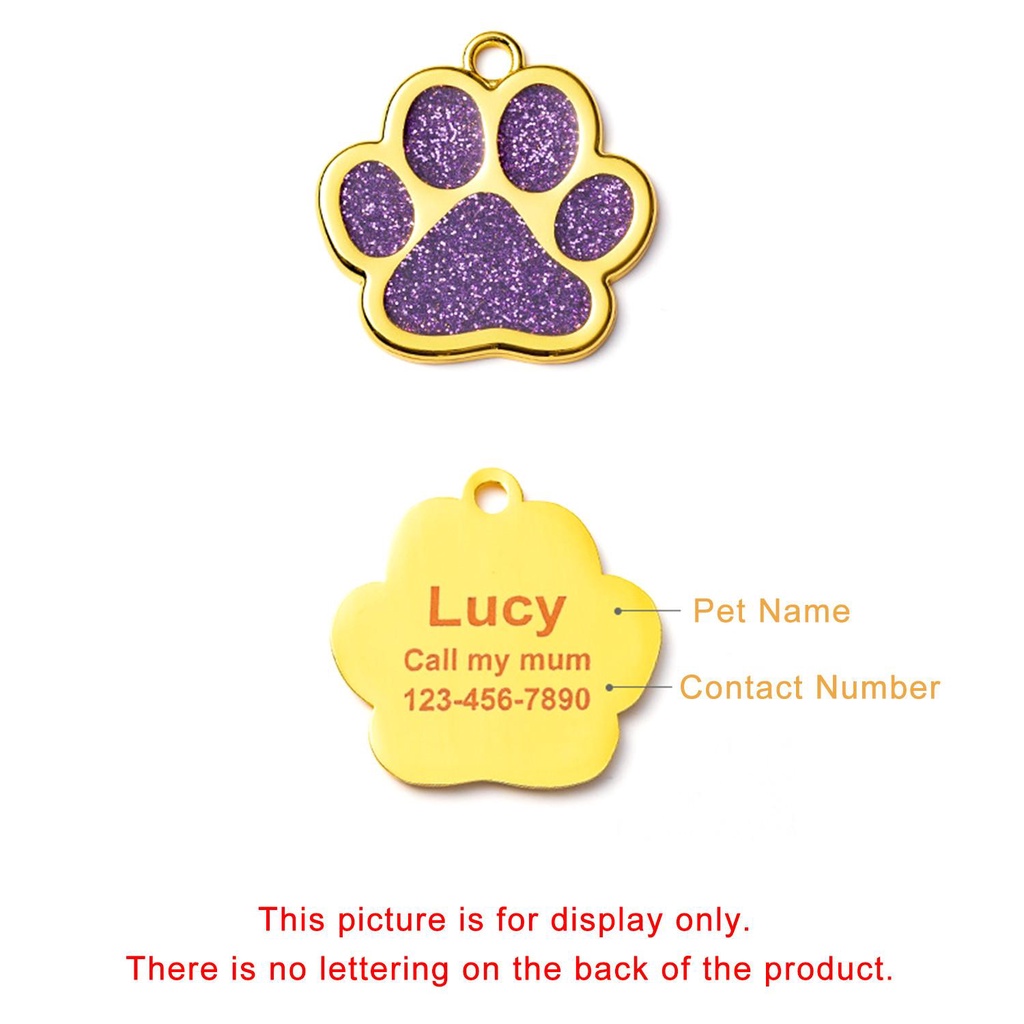 Chookyy Pet ID Tag Puppy Footprint Kucing Anjing Tag Nama