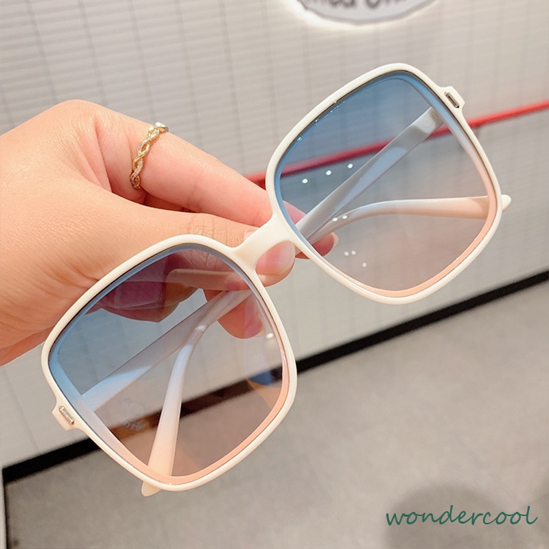Kacamata Pria/wanita Korean Fashion Retro Square Frame Kacamata Hitam Wanita Metal Sunglasses Anti Uv400-Won