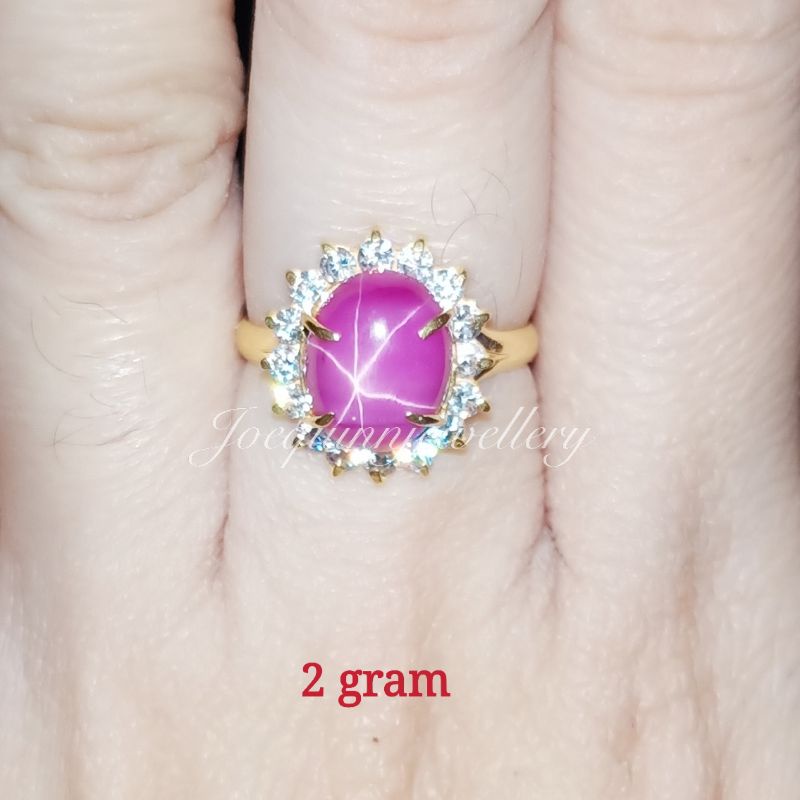 cincin batu AS emas muda ungu uk 11