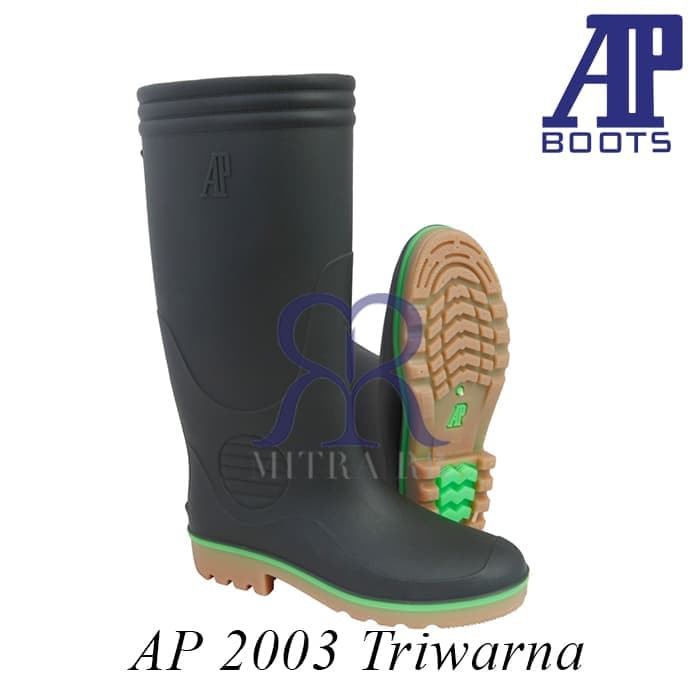 AP TERMURAH AP Boots 2003 Triwarna- Sepatu Boot Kerja Karet Hijau Tinggi Panjang