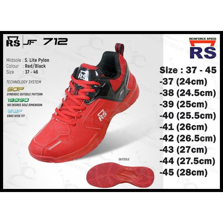 Sepatu Bulutangkis Rs Jeffer 712 Jf 712 Red Badminton Shoes Rs