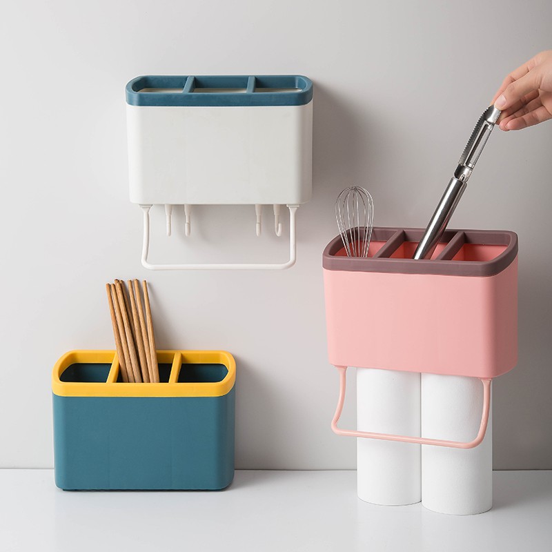 Smartchoice Rak Dapur Serbaguna  Kotak Penyimpanan Multifungsi Alat Makan Model Tempel Dinding