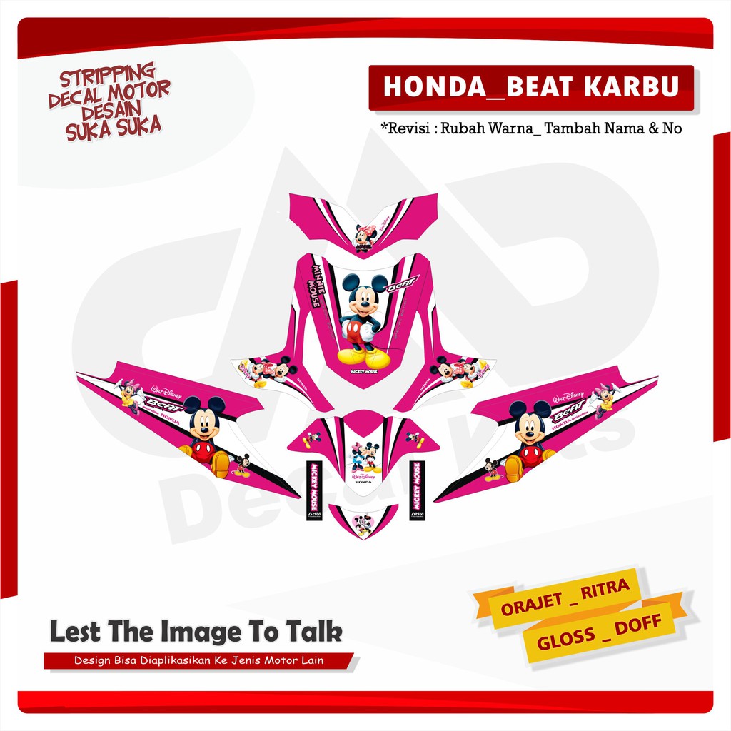 Stiker Motor Beat Decal Motor Beat Stiker Beat Karbu Full Body MICKEY PINK Full Body
