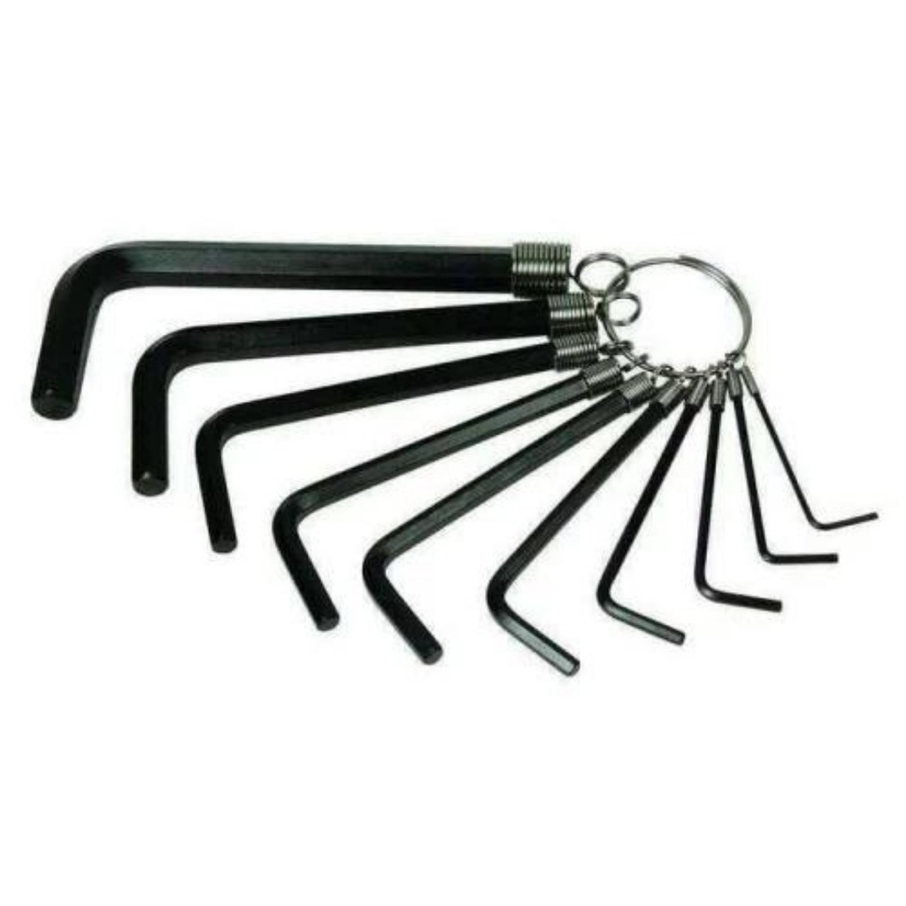 KUNCI L SET Isi 10 Pcs Hex Key Ring 10 in 1 Tools Gantungan Kunci Pendek Mrah Original