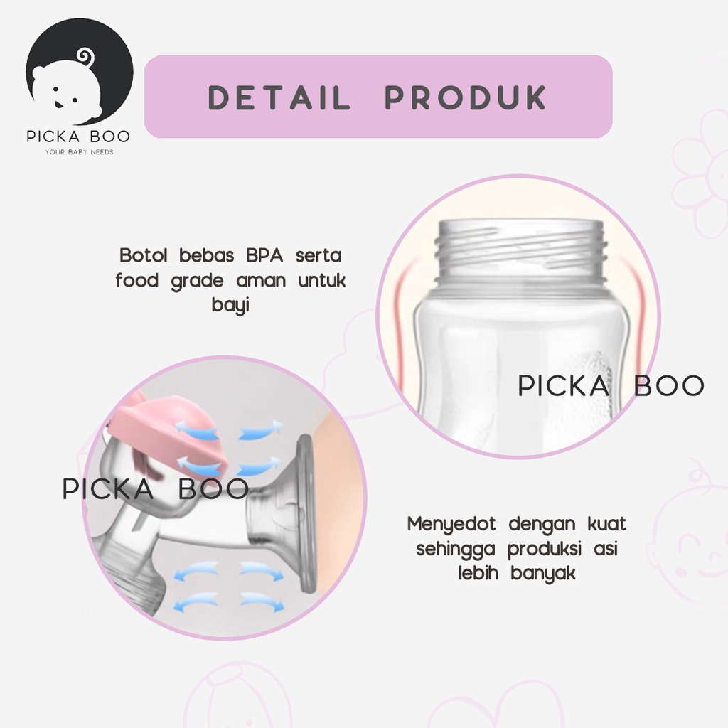 PICKA BOO Pompa Asi Manual Praktis Dibawa Kemana Saja BPA FREE